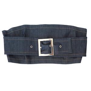 SAMMY B Belted Strapless Denim Tube Top - Dark Wash - L